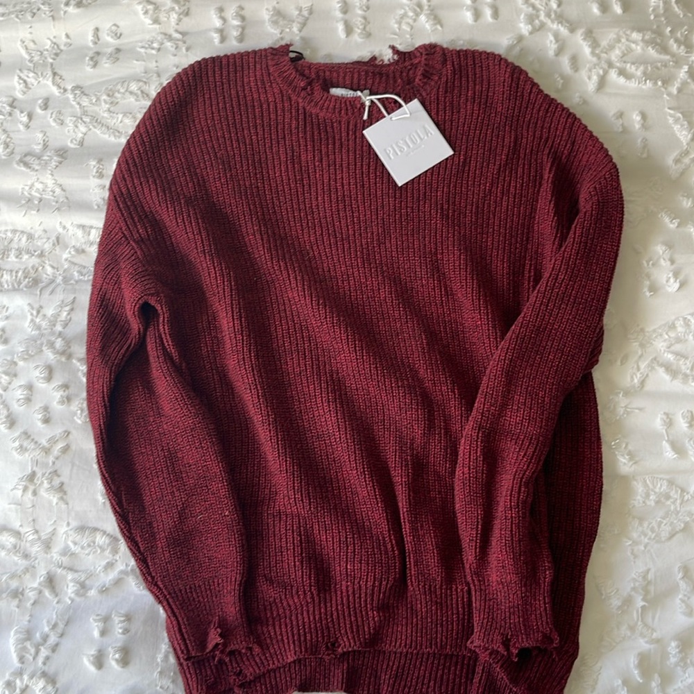Pistola cotton red/black marl tunic sweater